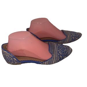 Restricted 8.5 Blue Boho Embroidered Slide Flats Size Women’s Shoe Artsy